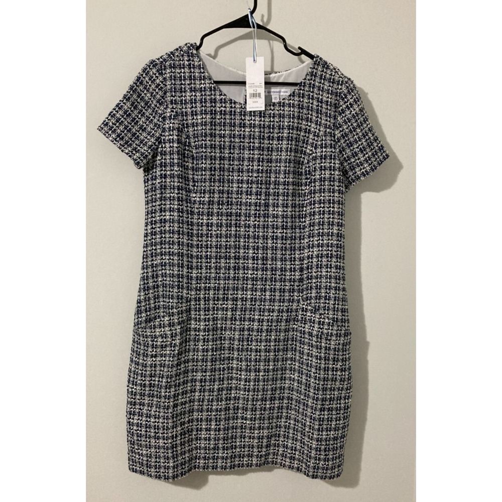 New Southern Tide Tweed Dress Womens 12 Nautical Navy Preppy Feminine Core